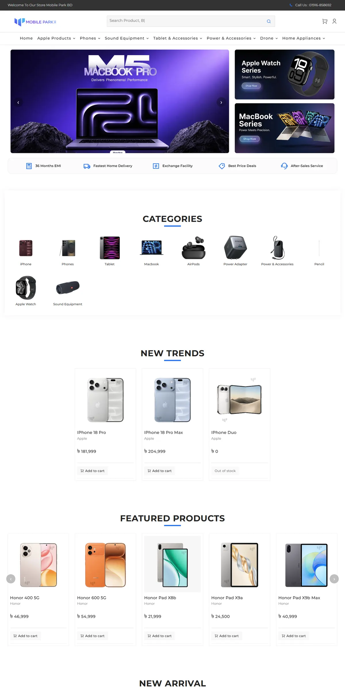 Homepage of Mobile Park BD